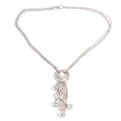 John Hardy Langit Silver Long Dangling Pendant with Diamond Pave on Chain Necklace 3 of 7