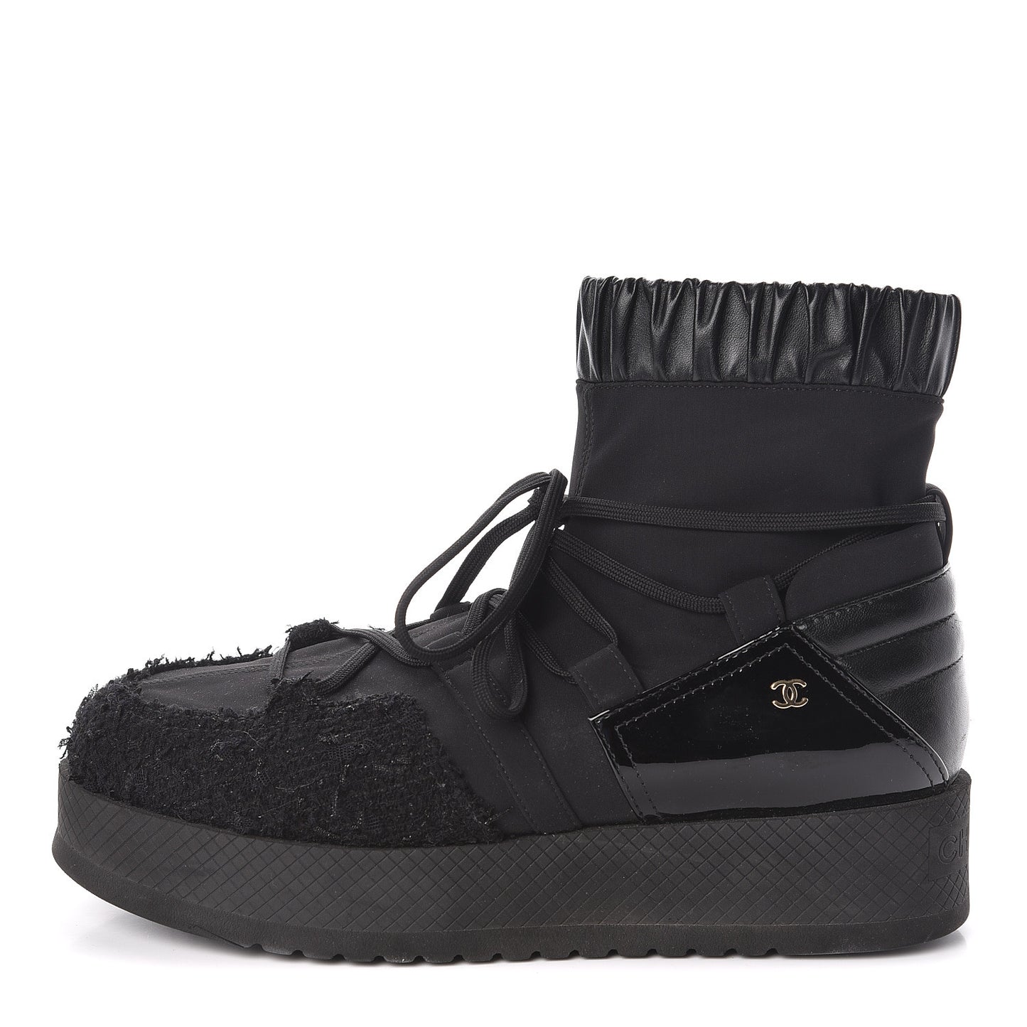 Calfskin Nylon Boots 40 Black