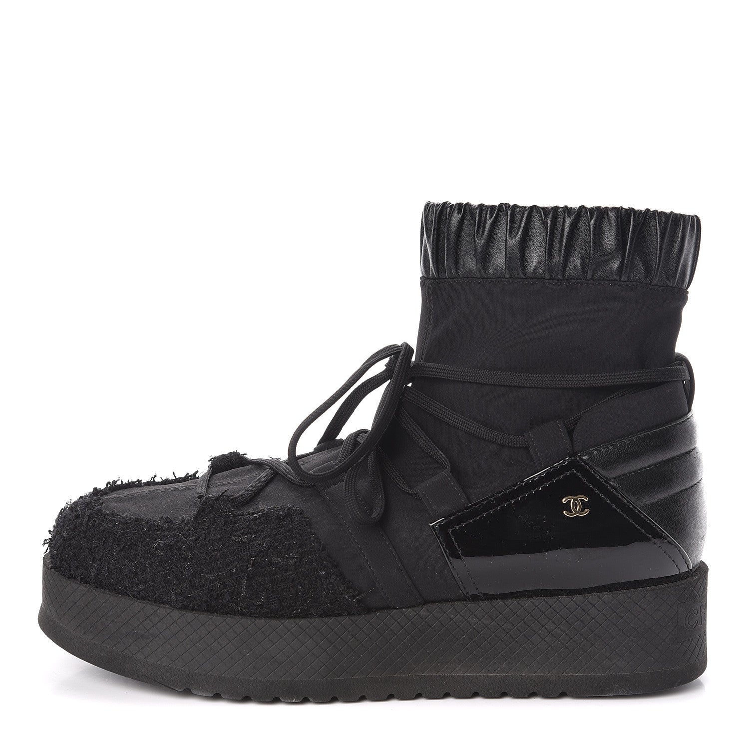 Chanel Calfskin Nylon Boots 40 Black 1 of 6