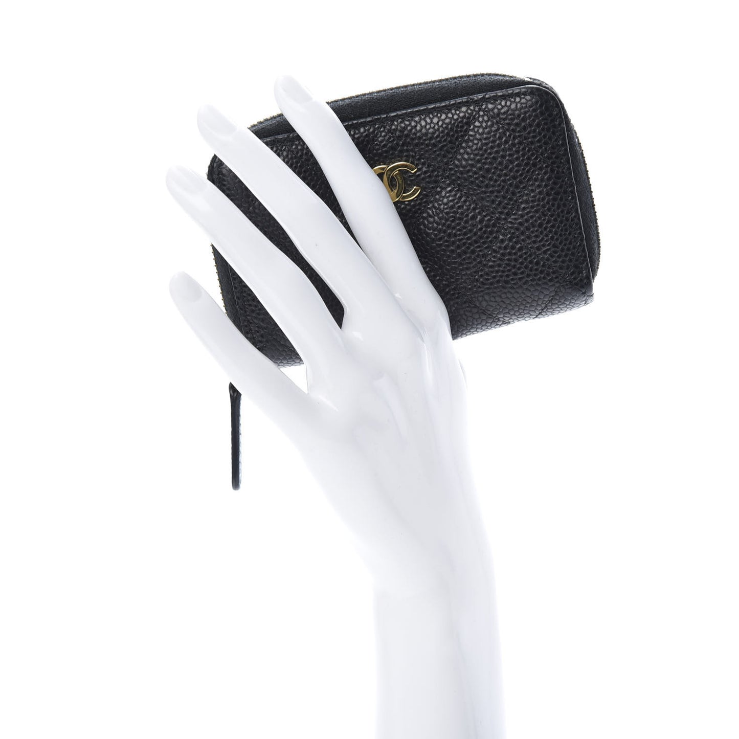 Caviar Quilted Zip Coin Purse Black