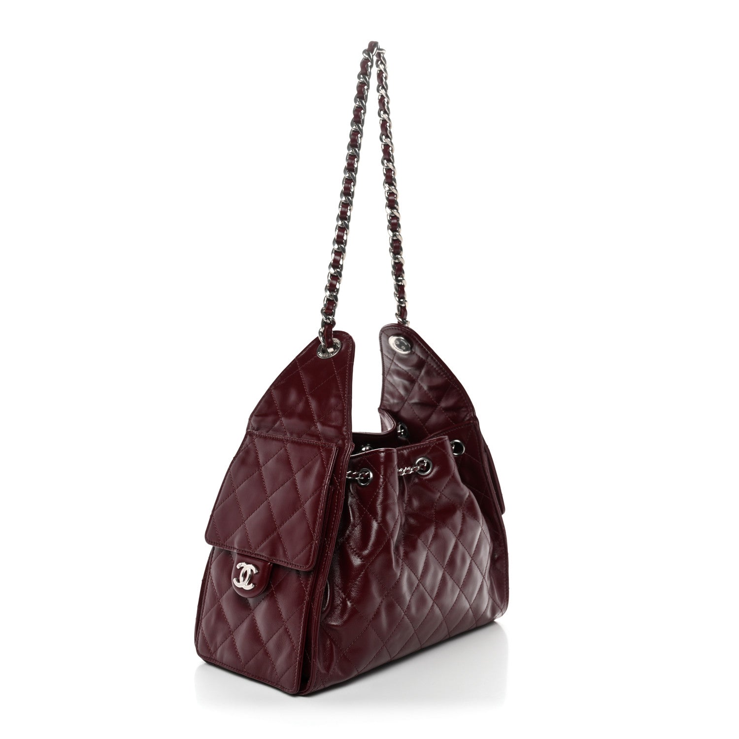 Chanel Shiny Calfskin Quilted Small Chanel 25 Handbag Burgundy 3 of 11