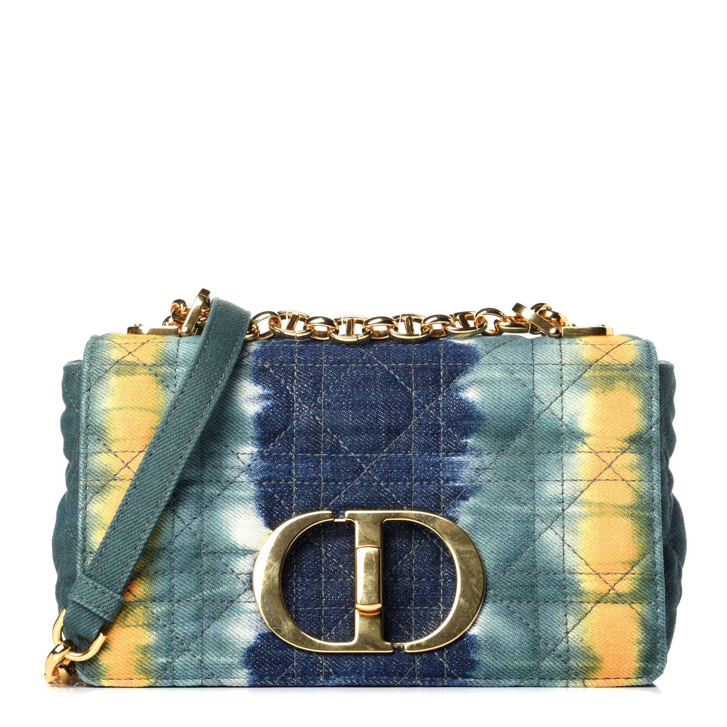 Denim Tie Dye Cannage Small Caro Bag Green Multicolor