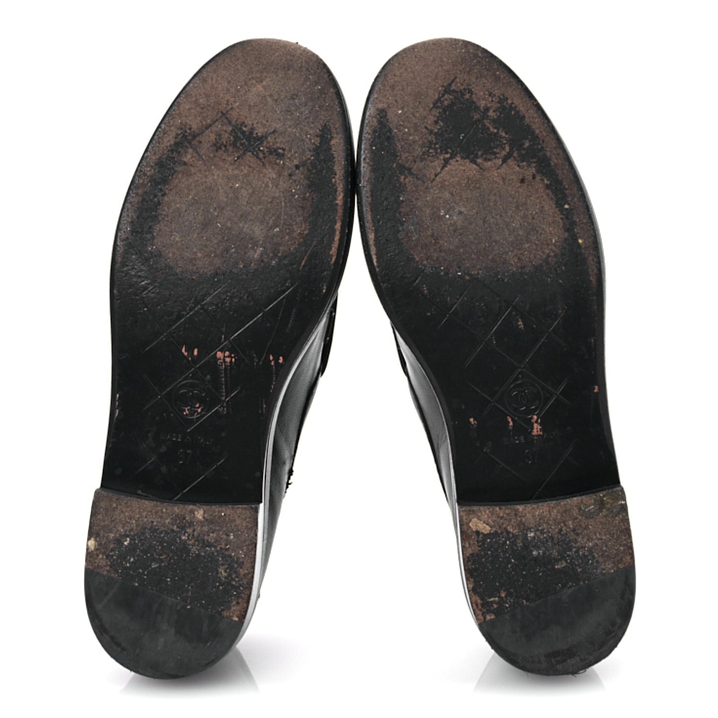 Lambskin Quilted CC Turnlock Loafers 37 Navy