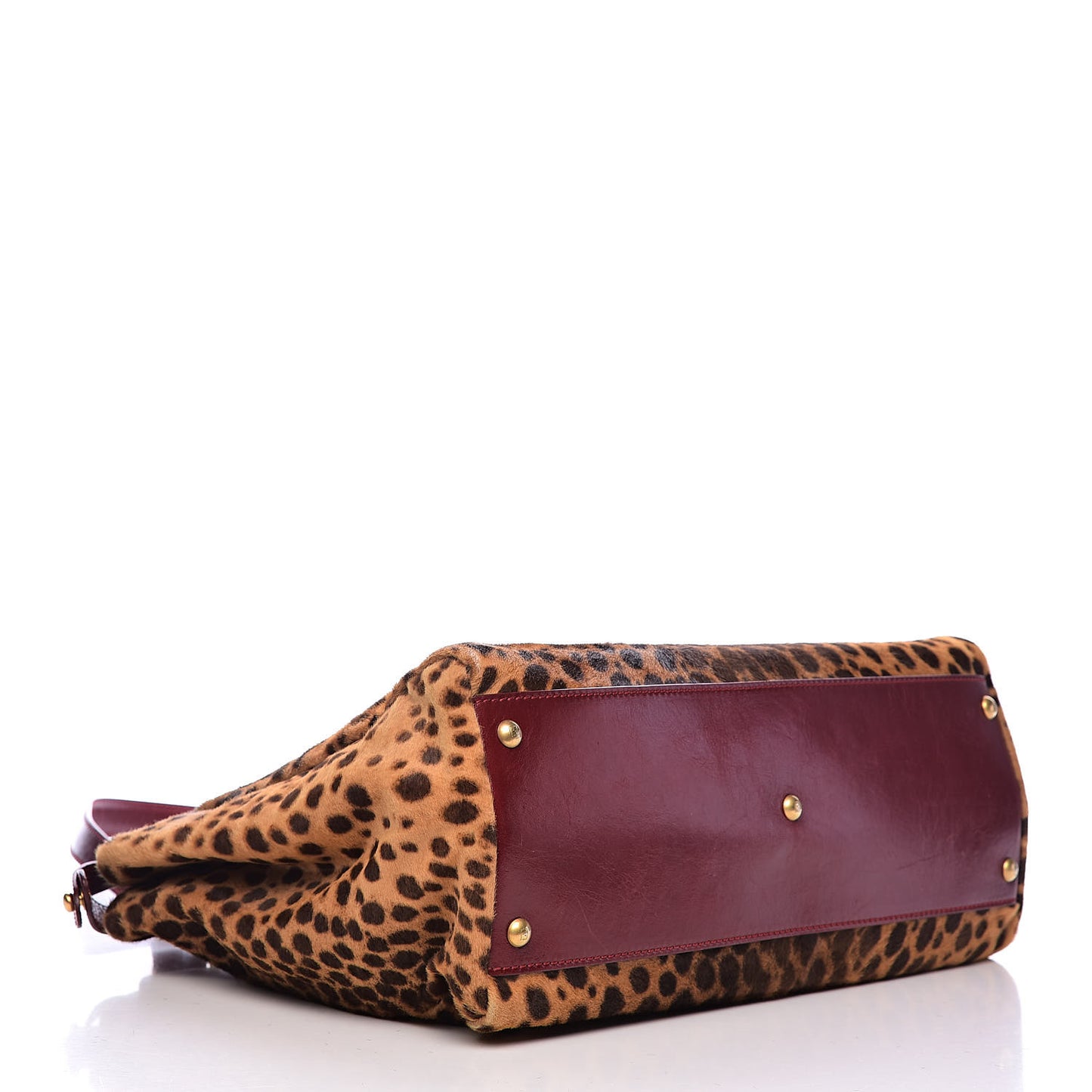 Calf Hair Leopard Print Large Peekaboo Iconic Satchel Rosso Cilegia