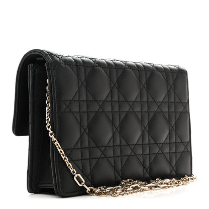 Christian Dior Lambskin Cannage Chain My Dior Daily Chain Pouch Black 3 of 12