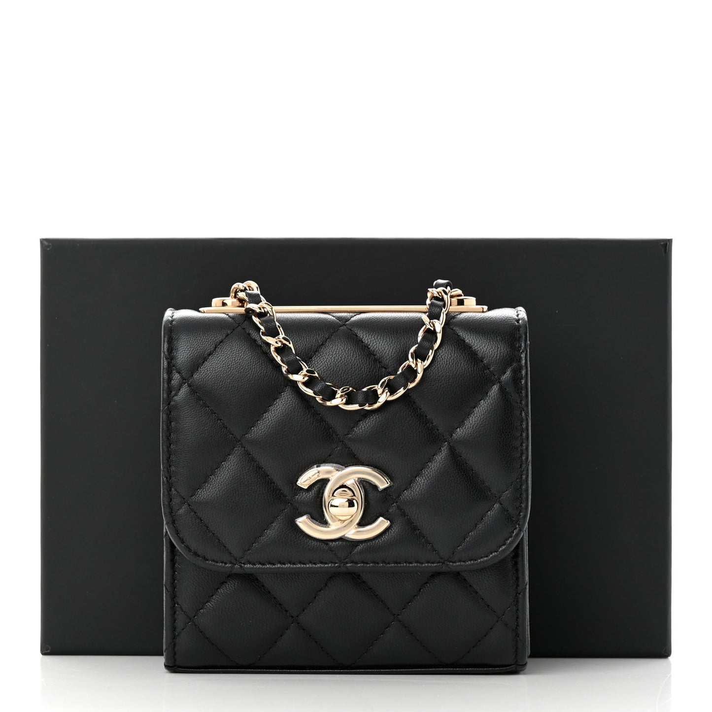 Lambskin Quilted Mini Trendy CC Chain Wallet Black