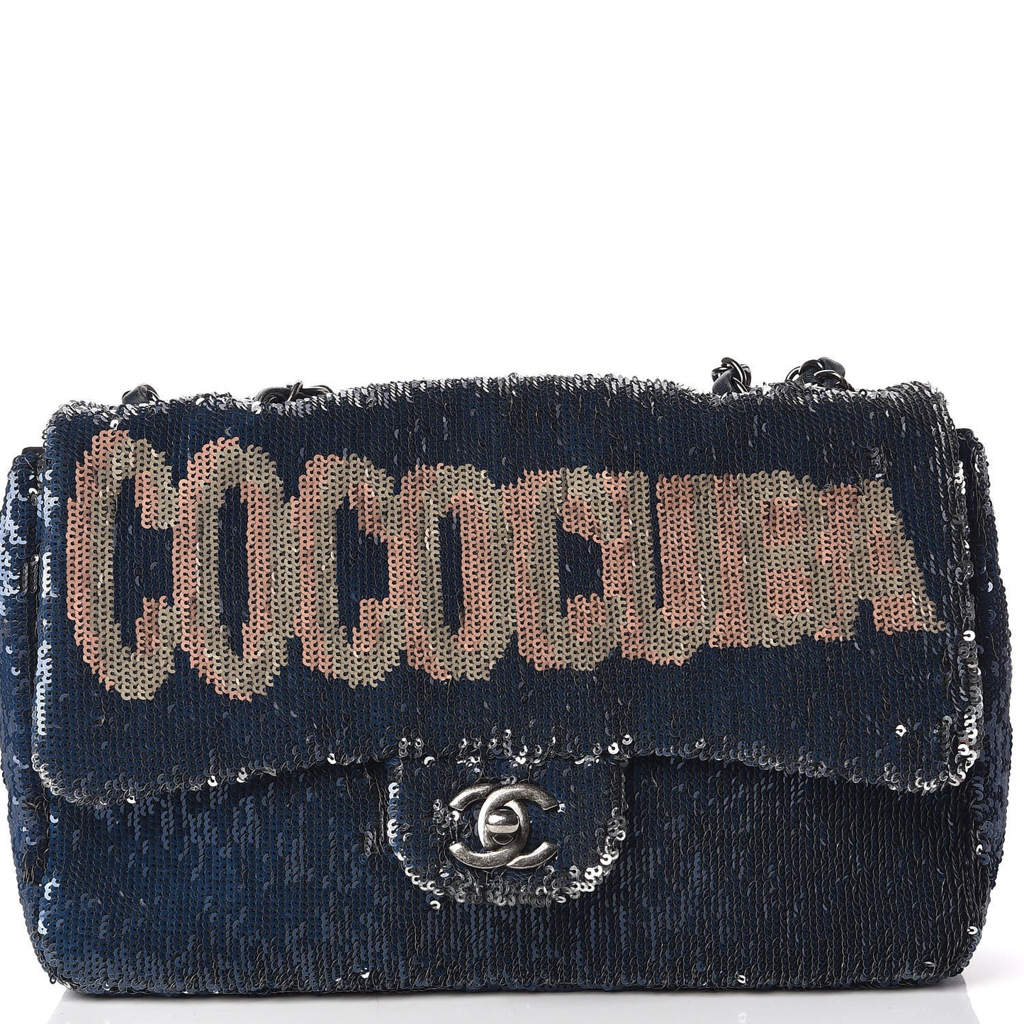 Sequin Medium Coco Cuba Single Flap Blue