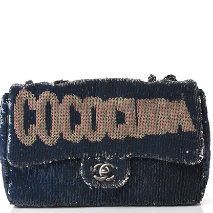 Chanel Sequin Medium Coco Cuba Single Flap Blue 10 of 13