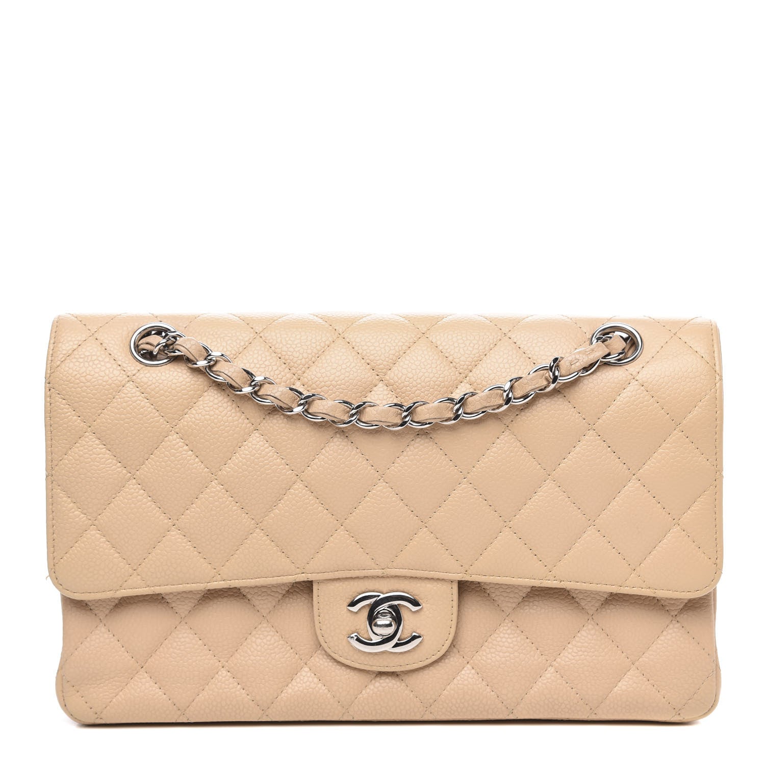 Chanel Caviar Quilted Medium Double Flap Beige 1 of 12