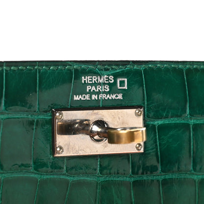 Hermes Shiny Alligator Kelly Tri-Fold Longue Wallet Vert Emeraude 7 of 10