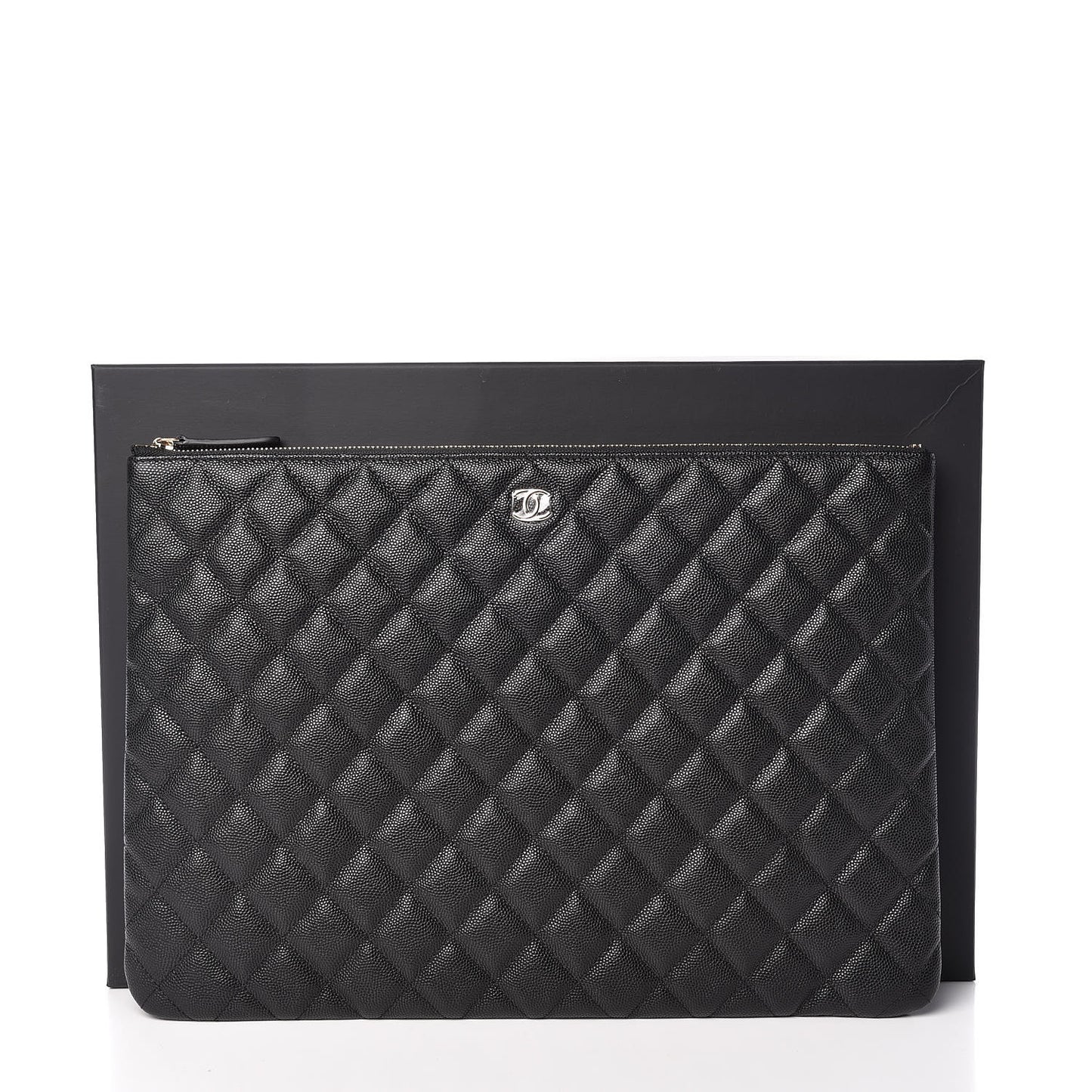 Caviar Quilted Large Cosmetic Case Black