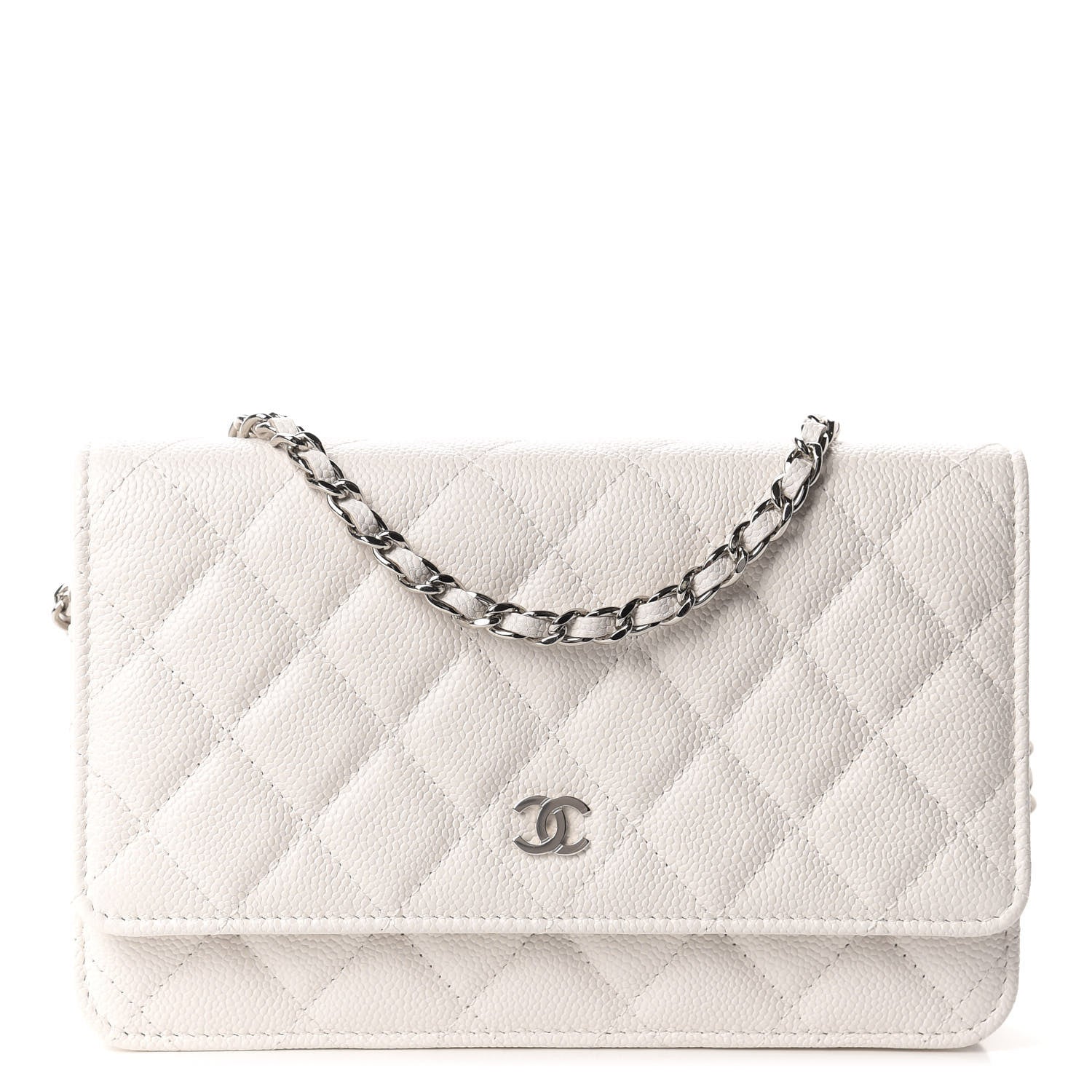 Chanel Caviar Quilted Wallet On Chain WOC White 1 of 12