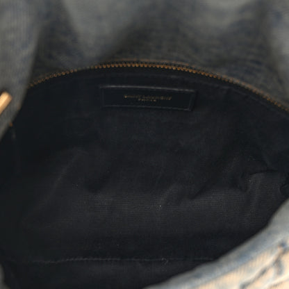 Saint Laurent Denim Quilted Toy Loulou Puffer Monogram Chain Satchel Blue Black 5 of 10
