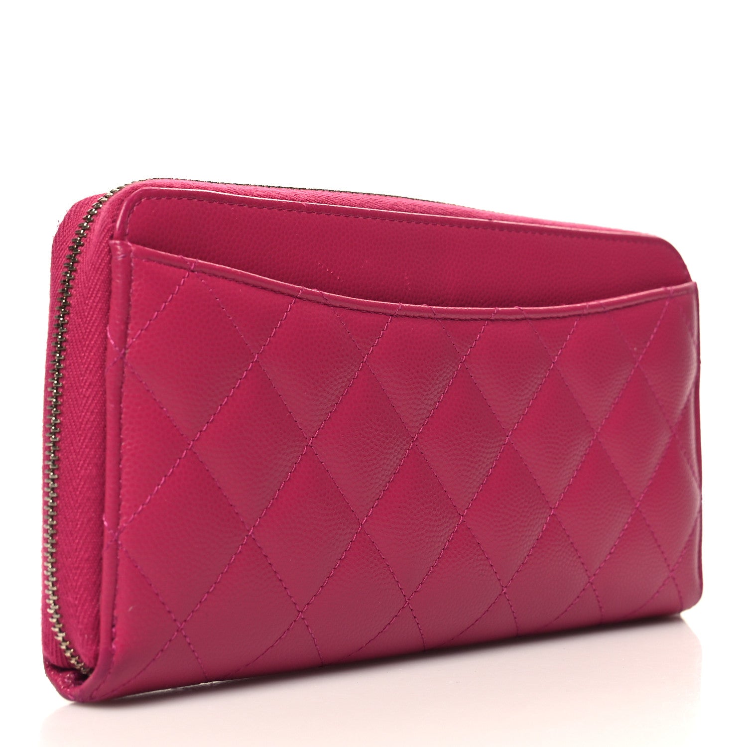 Chanel Caviar Quilted Large Gusset Zip Around Wallet Pink 3 of 9