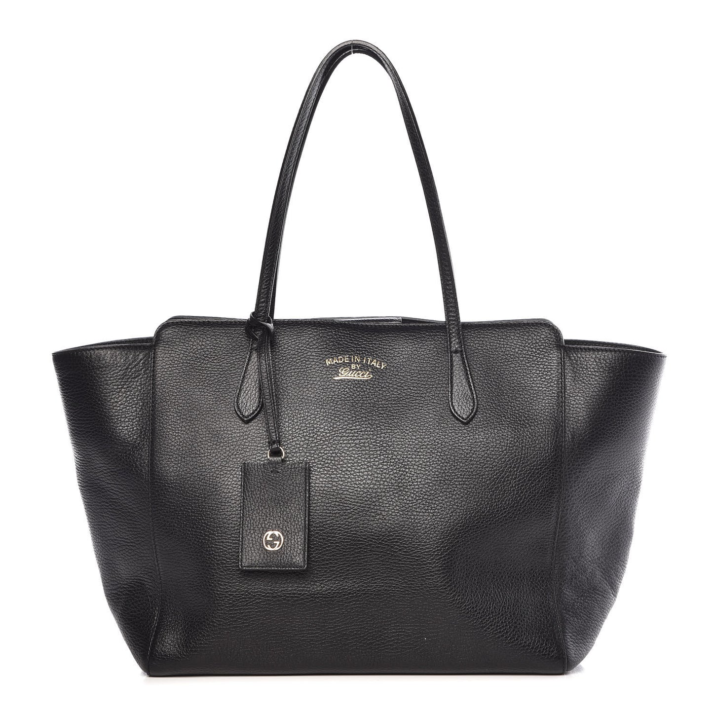 Pebbled Calfskin Medium Swing Tote Black