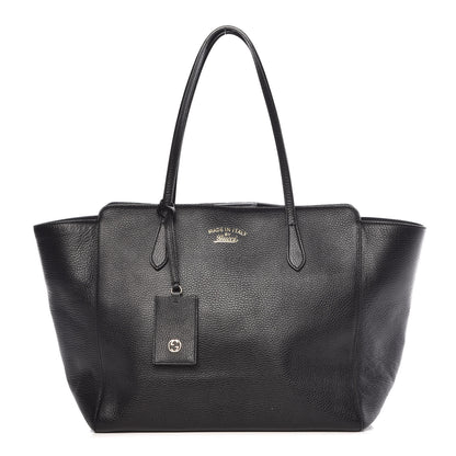 Gucci Pebbled Calfskin Medium Swing Tote Black 1 of 9