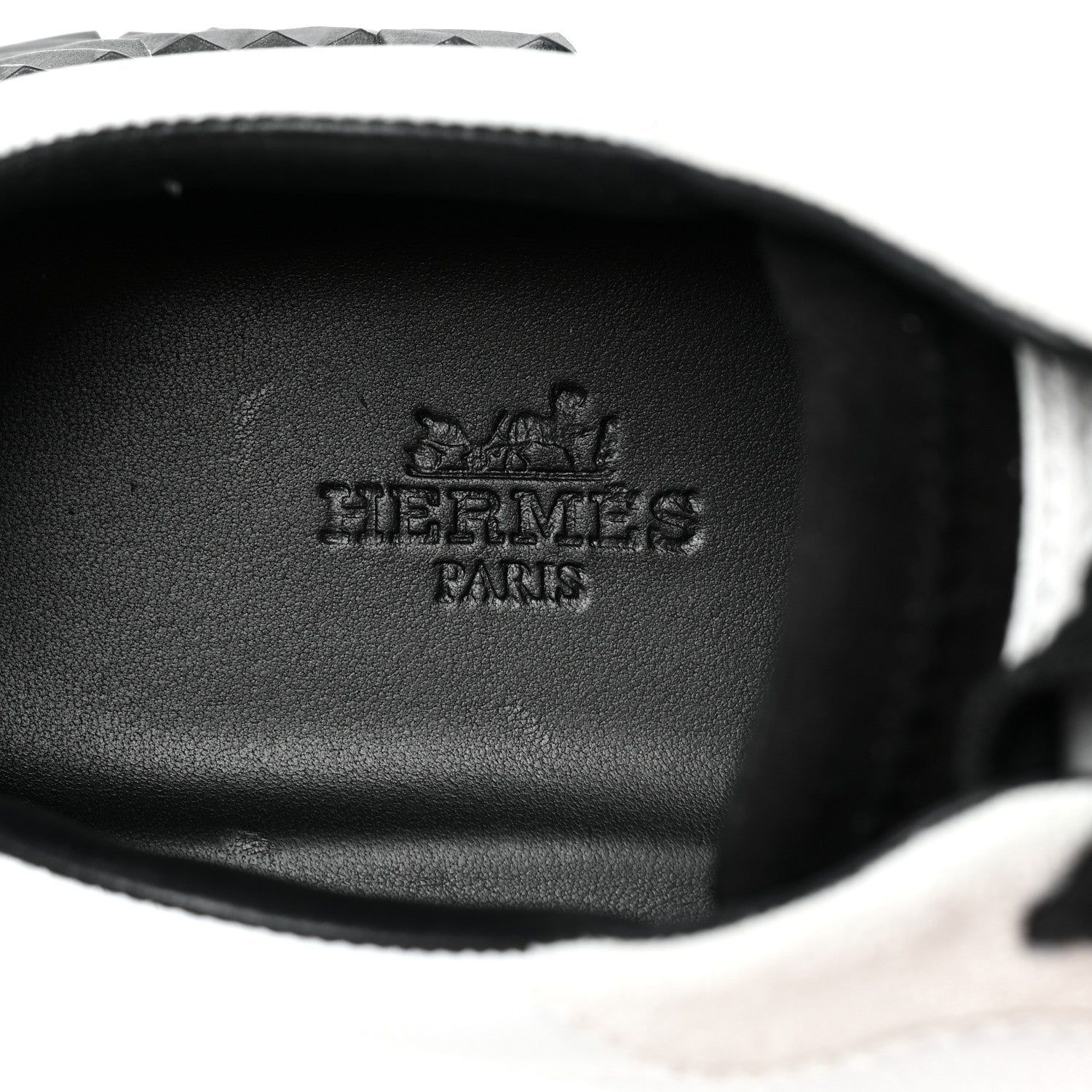 Hermes Goatskin Suede Goatskin Bouncing Sneakers 35.5 White Black 7 of 8
