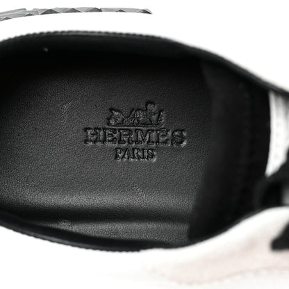 Hermes Goatskin Suede Goatskin Bouncing Sneakers 35.5 White Black 7 of 8
