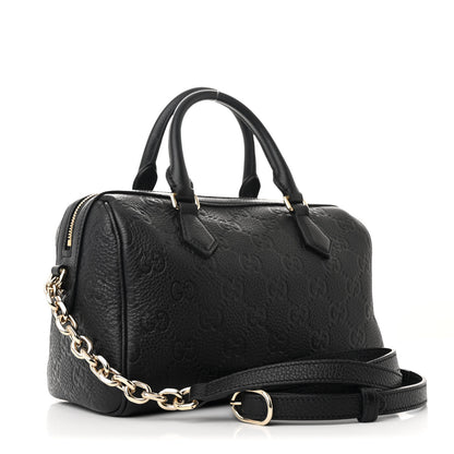 Gucci Calfskin GG Emblem Medium Boston Bag Black 3 of 11