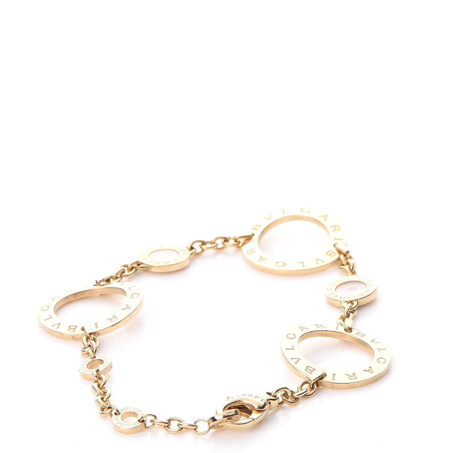 Bulgari 18K Yellow Gold Mother of Pearl Signature Chain Bracelet 4 of 7