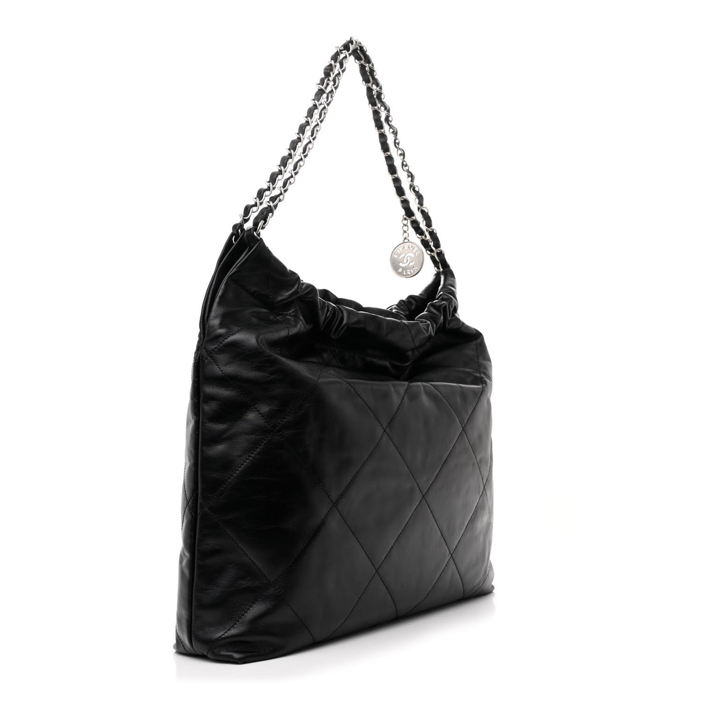 Shiny Calfskin Quilted Chanel 22 Black