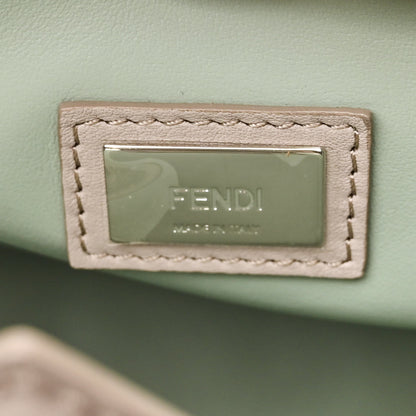 Fendi Vitello Dolce Fox Goat Bi-Color Sad Eyes Mirror Charm Petite 2Jours Tote Grigio Polvere Black 7 of 13