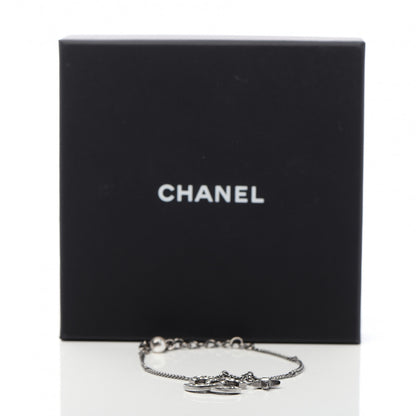 Chanel Metal Pearl Crystal Baguette CC Star Bracelet Silver 5 of 5