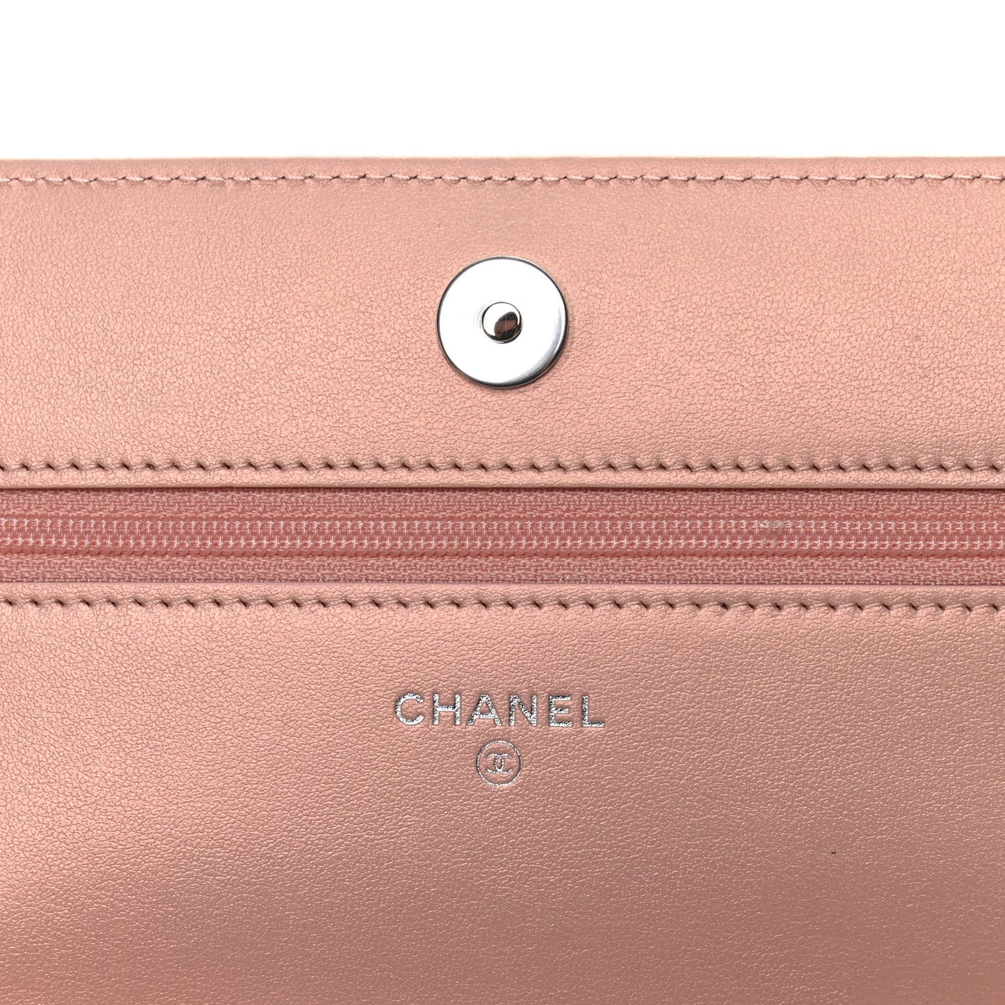 Metallic Caviar Quilted Vintage Mademoiselle Wallet On Chain WOC Light Pink