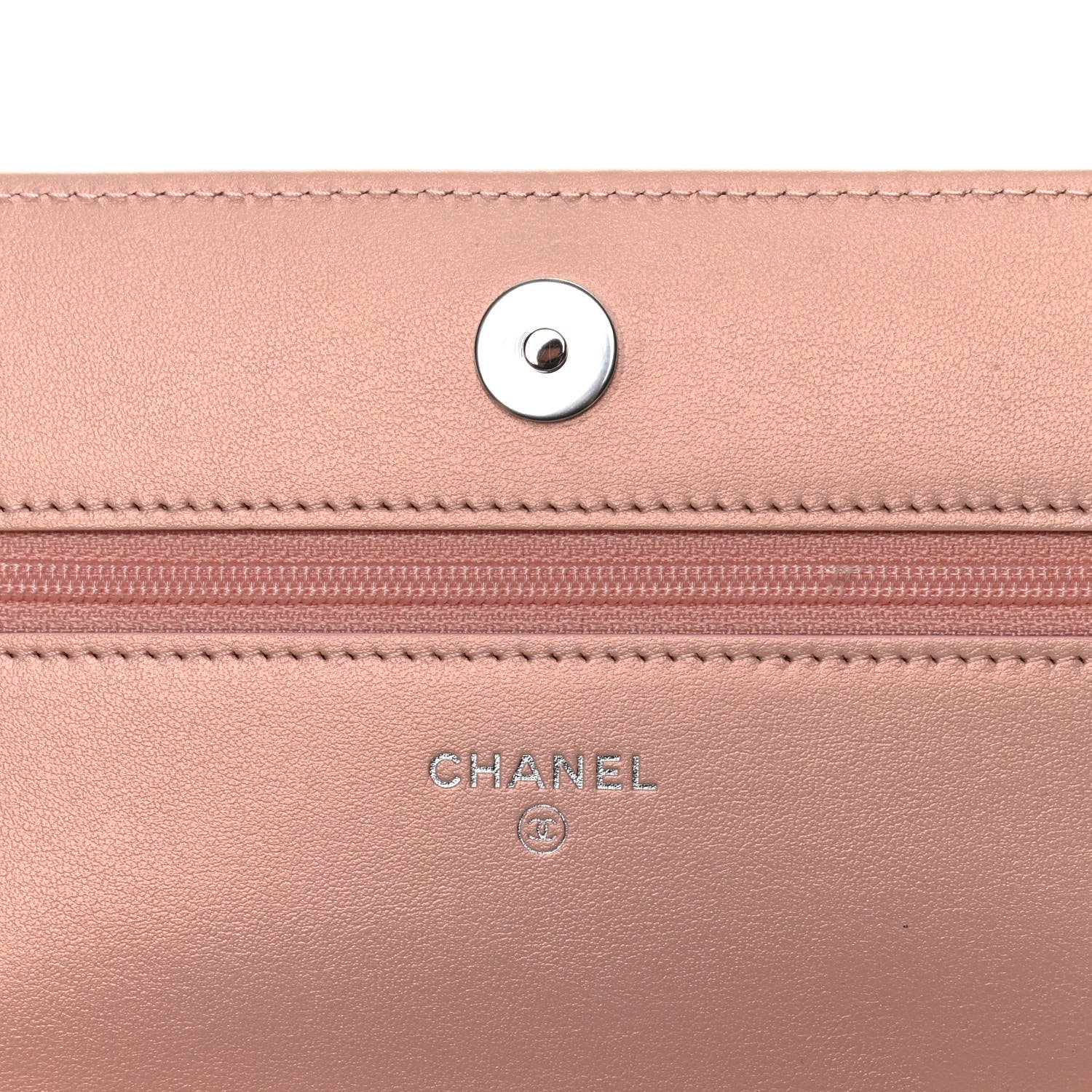 Chanel Metallic Caviar Quilted Vintage Mademoiselle Wallet On Chain WOC Light Pink 5 of 13