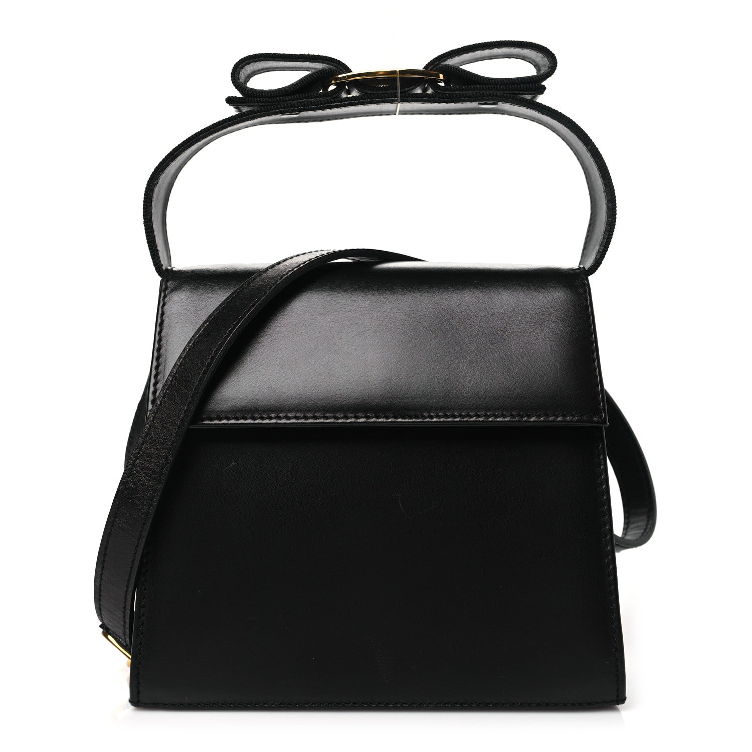 Salvatore Ferragamo Calfskin Vera Bow Mini Top Handle Crossbody Bag Black 1 of 9