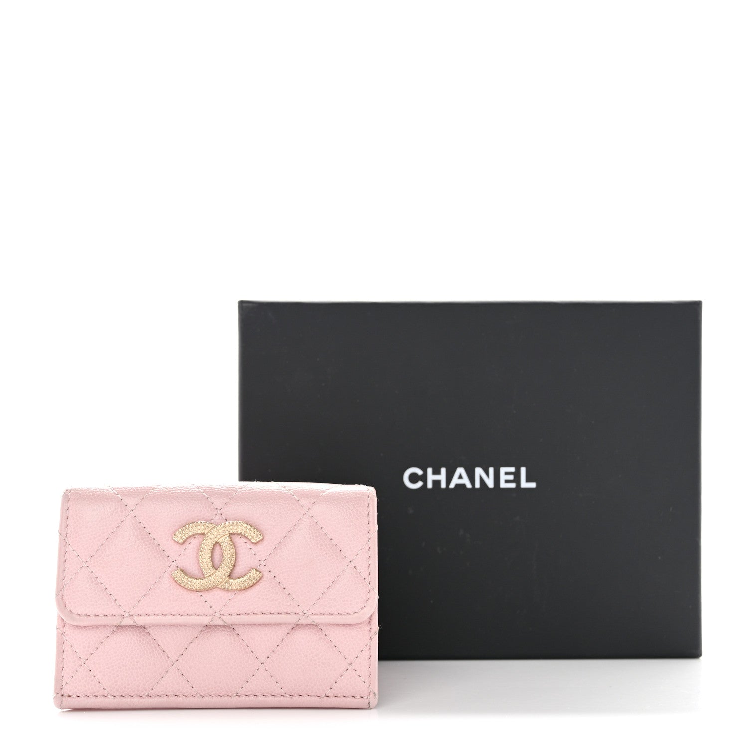 Chanel Caviar Quilted Studded CC Double Flap Wallet Light Pink 10 of 10