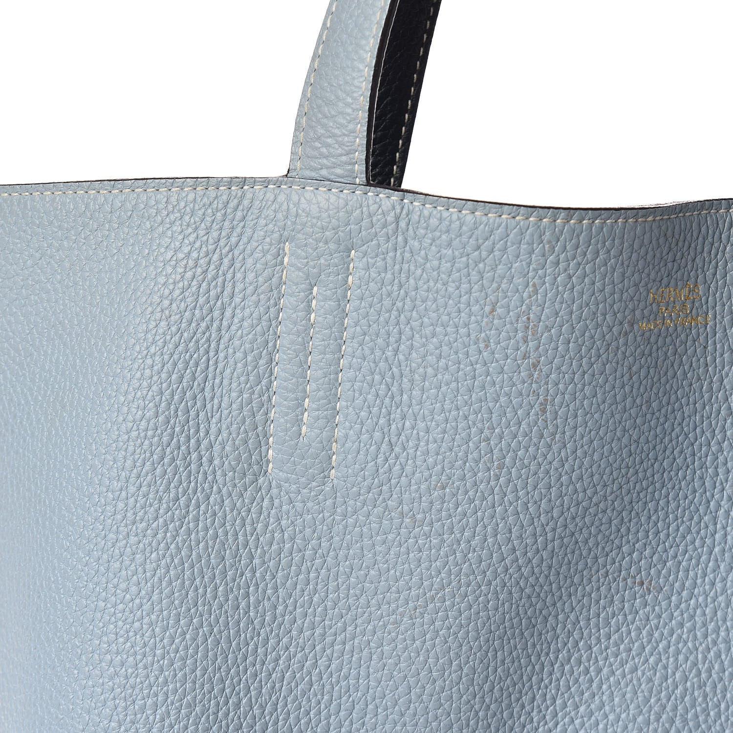 Hermes Taurillon Clemence Double Sens 36 Reversible Tote Bleu Lin Bleu Obscur 15 of 18