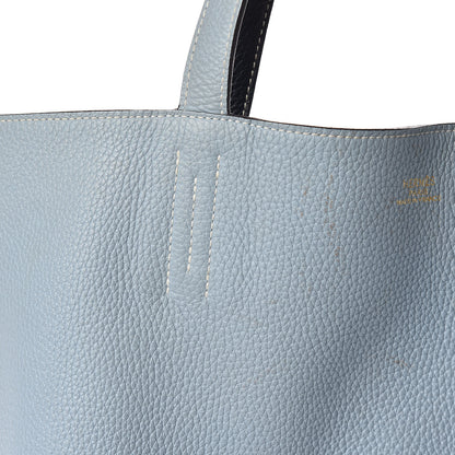 Hermes Taurillon Clemence Double Sens 36 Reversible Tote Bleu Lin Bleu Obscur 15 of 18