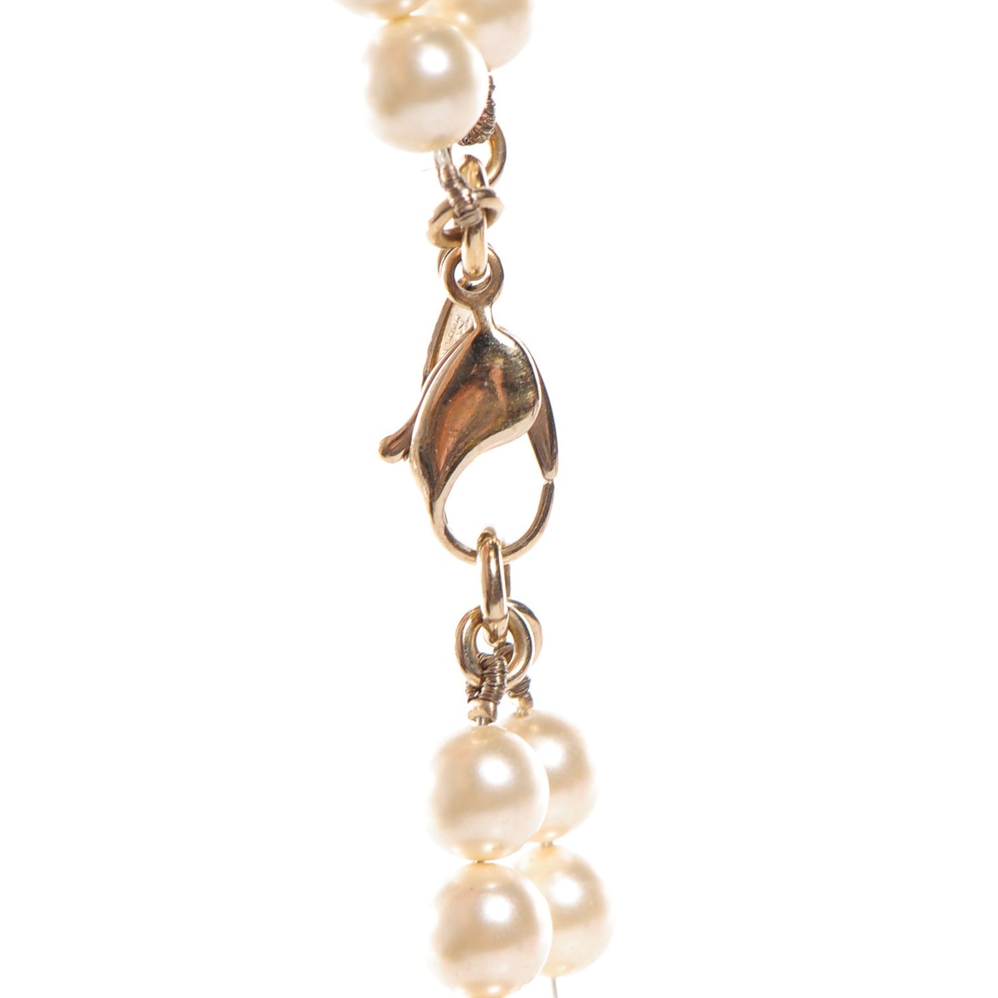 Pearl Crystal CC Double Strand Necklace Gold