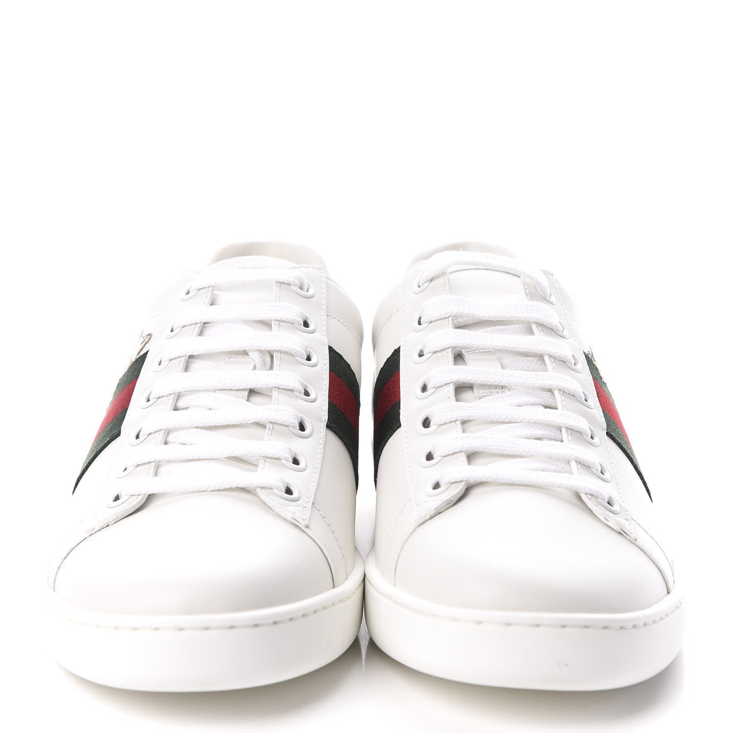 Calfskin Web Pig Kitten Embroidered Womens Ace Sneakers 39 White