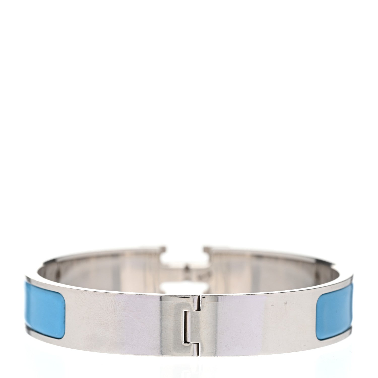 Hermes Enamel Narrow Clic Clac H Bracelet GM Blue Jean 6 of 9
