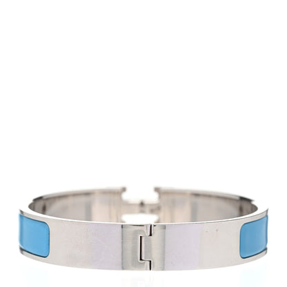 Hermes Enamel Narrow Clic Clac H Bracelet GM Blue Jean 6 of 9