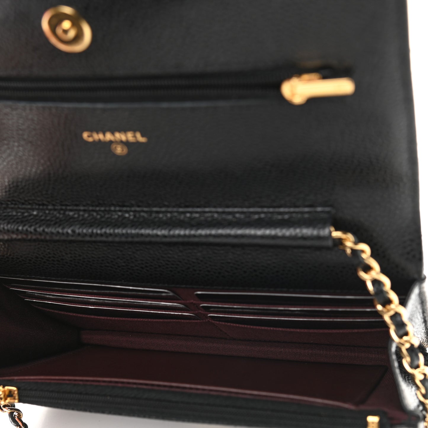 Caviar Quilted Wallet On Chain WOC Black
