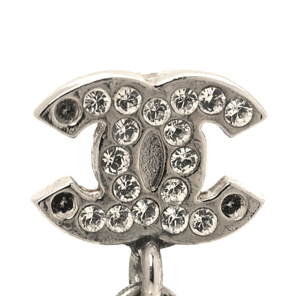 Chanel Crystal Pearl CC Drop Earrings Silver Pearly White 5 of 7