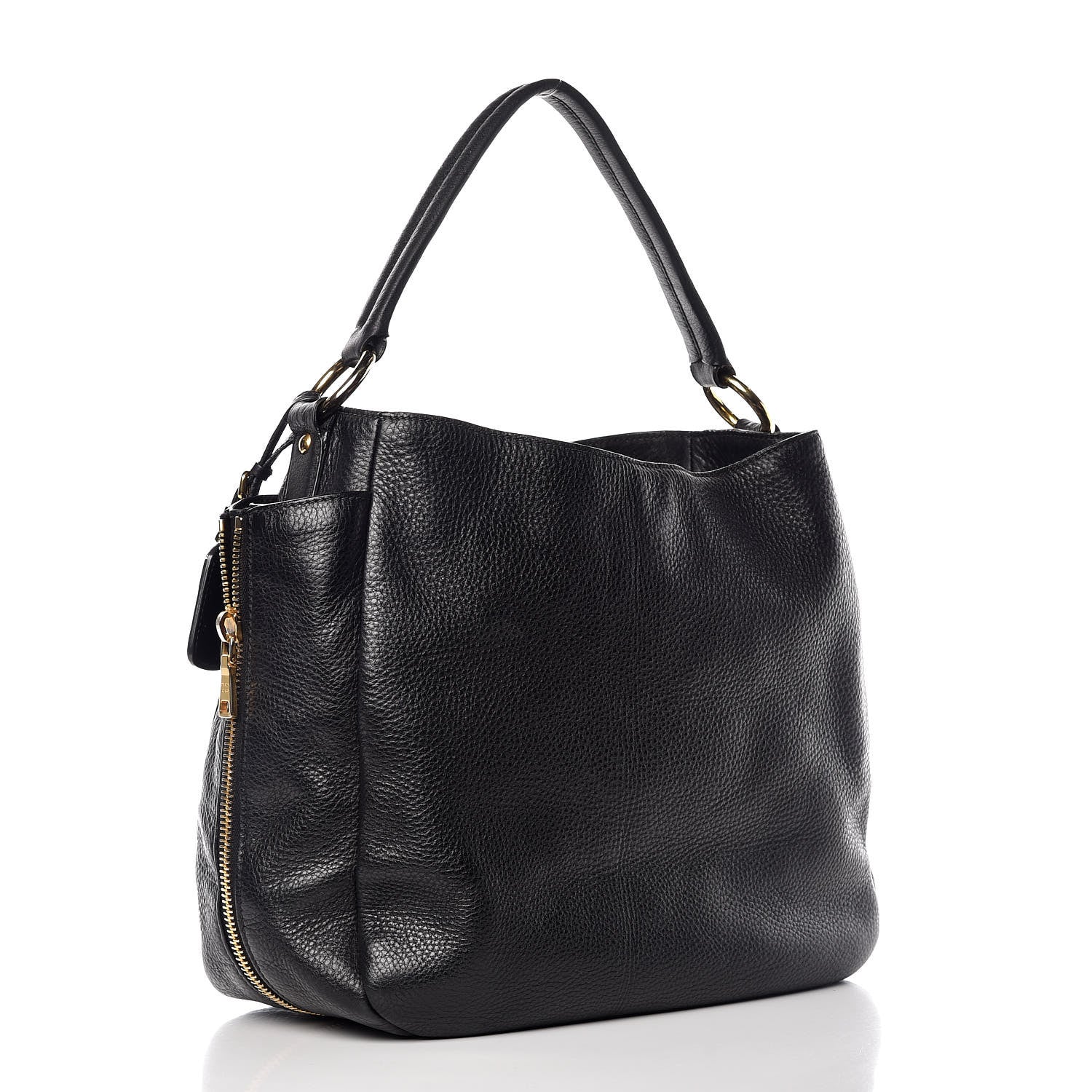 Prada Vitello Daino Side Zip Pocket Hobo Black 3 of 12