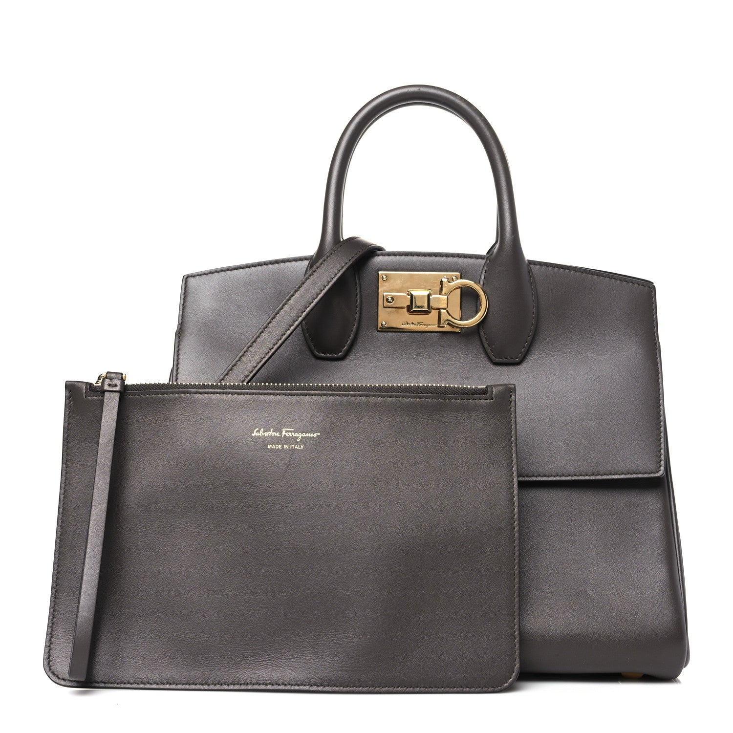 Salvatore Ferragamo Calfskin Studio Bag Caraway Seed 1 of 9
