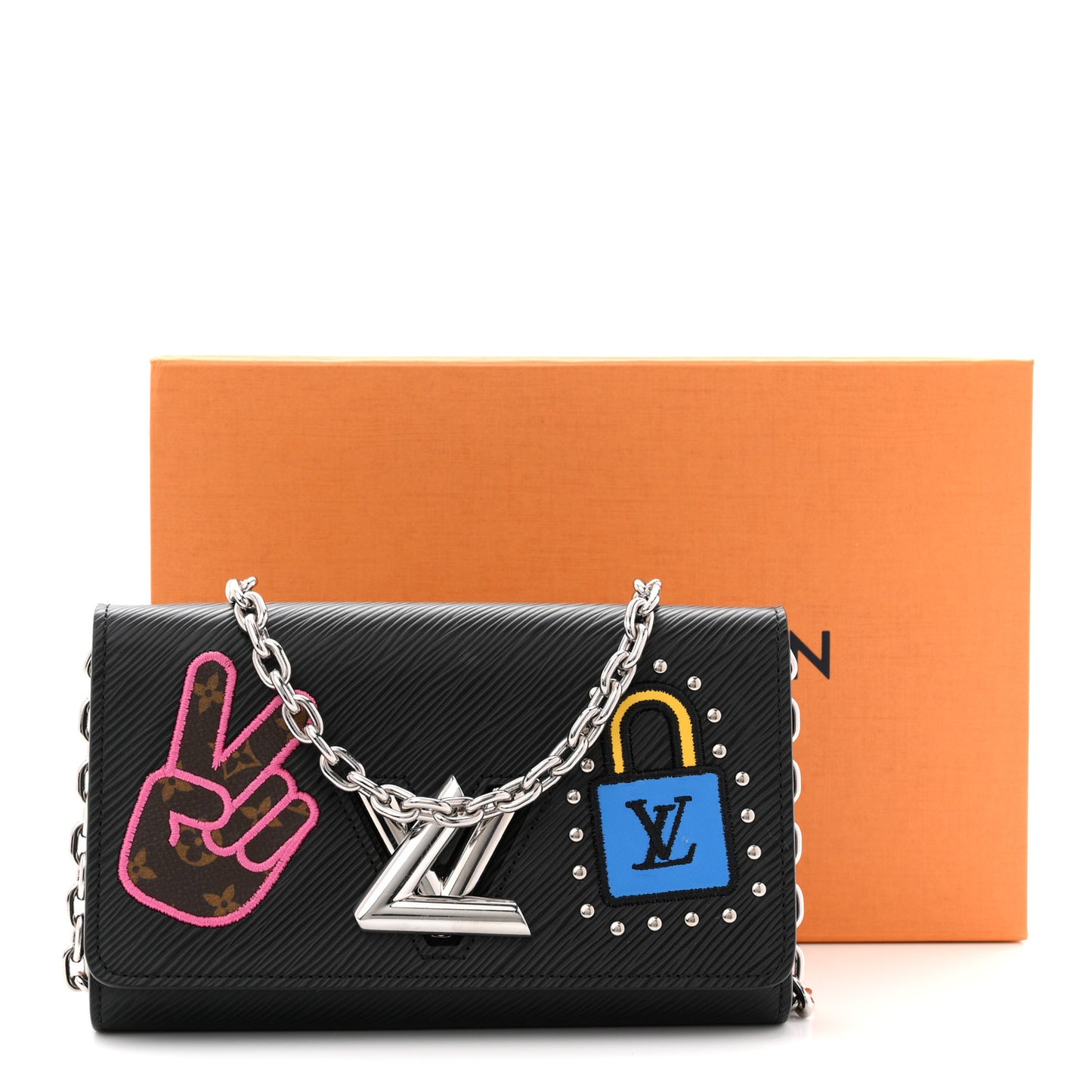 Epi LV Stories Twist Chain Wallet Black