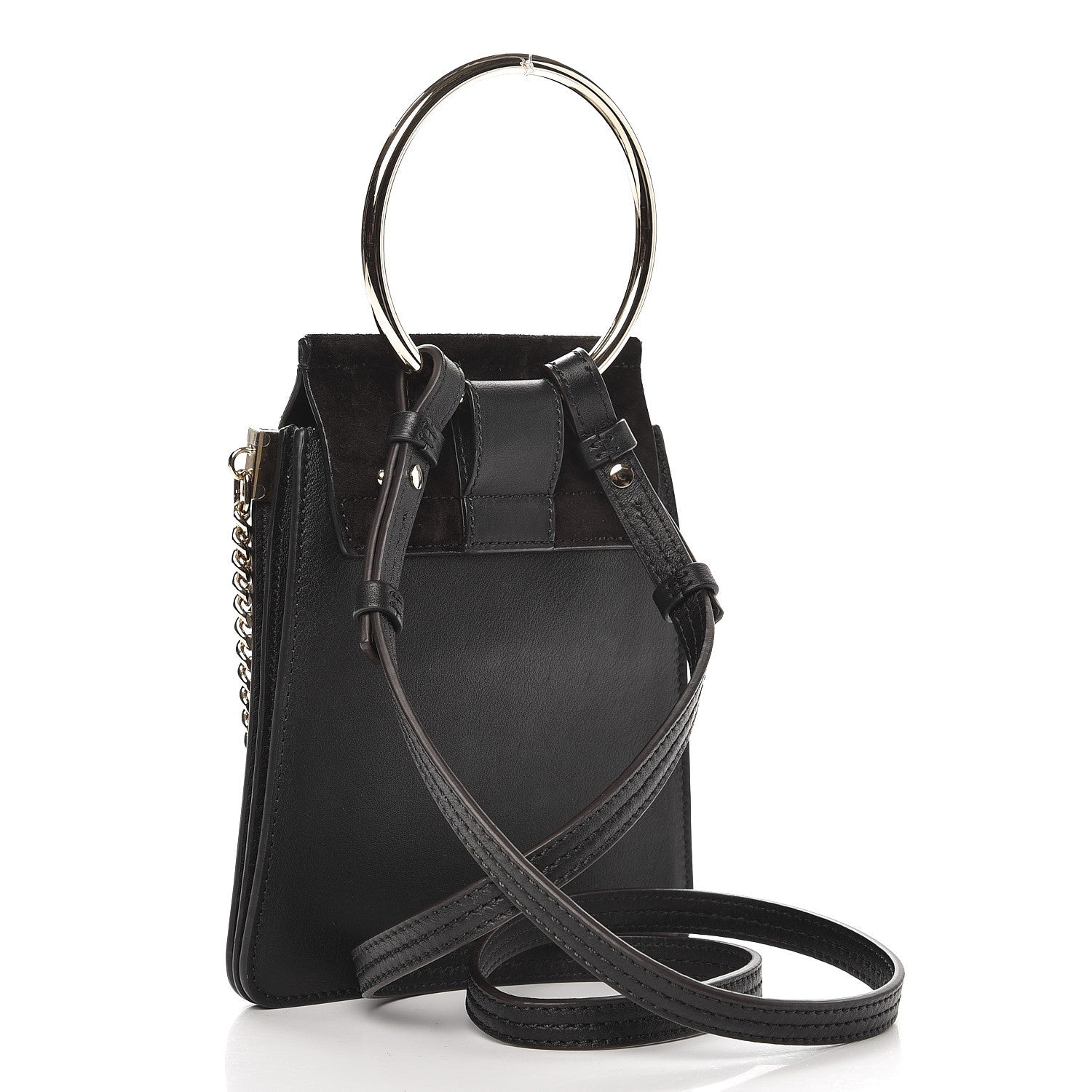 Chloe Suede Calfskin Mini Faye Bracelet Bag Black 3 of 7