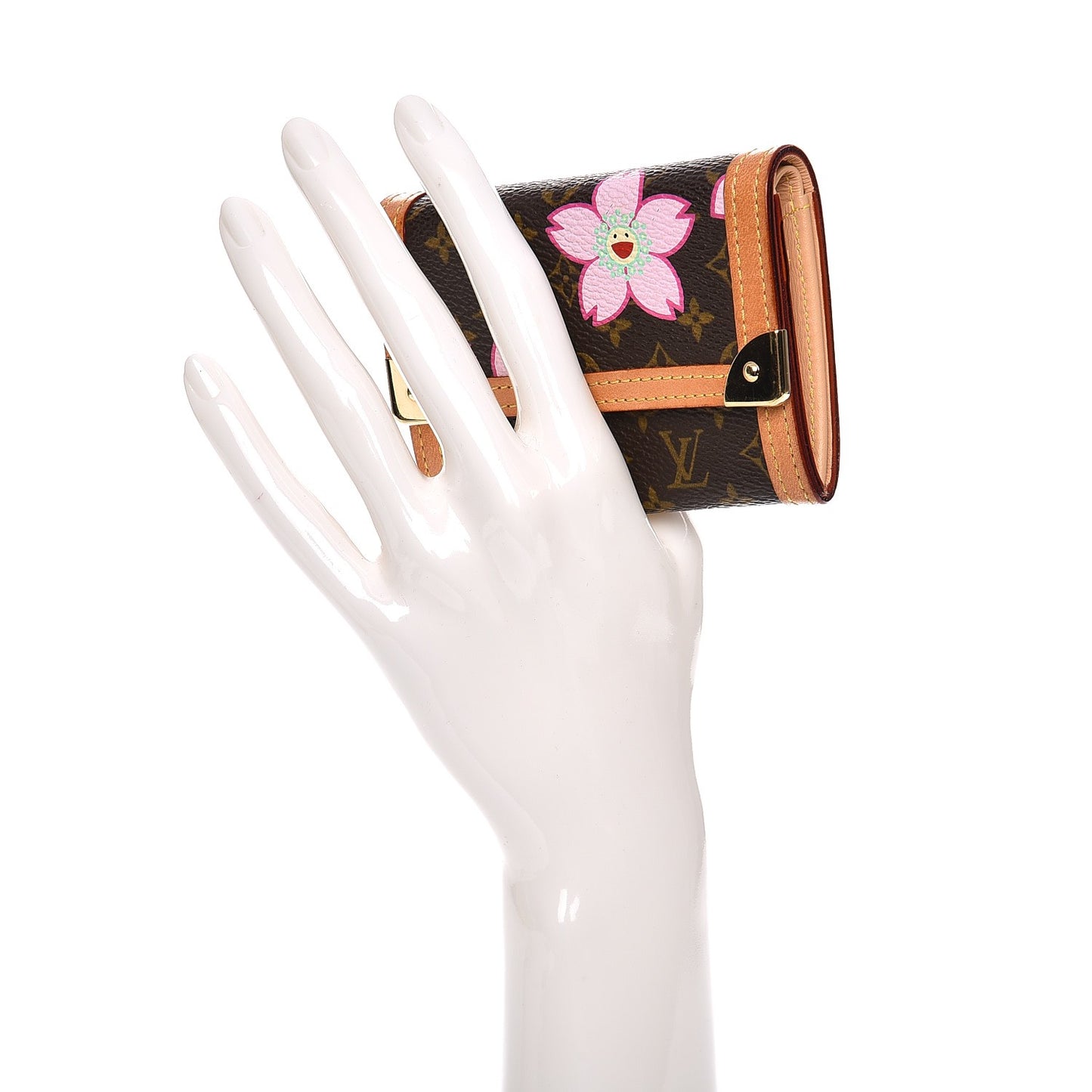 Monogram Cherry Blossom Porte-Monnaie Plat Coin Purse Brown