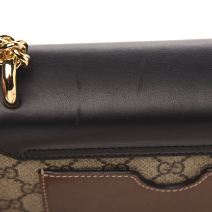 Gucci GG Supreme Monogram Calfskin Small Padlock Shoulder Bag Beige Black Cuir 11 of 13