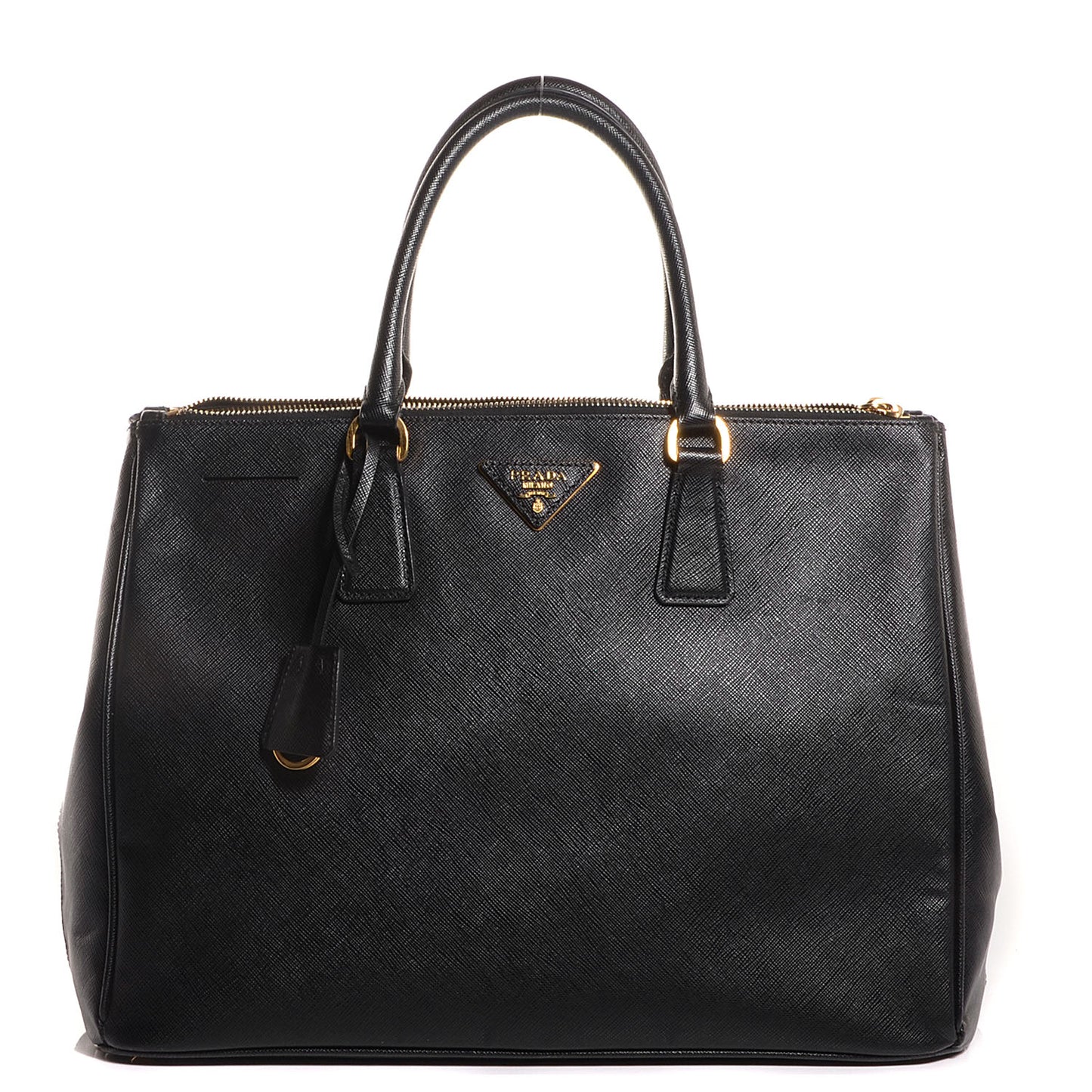 Saffiano Lux Large Double Zip Tote Nero Black