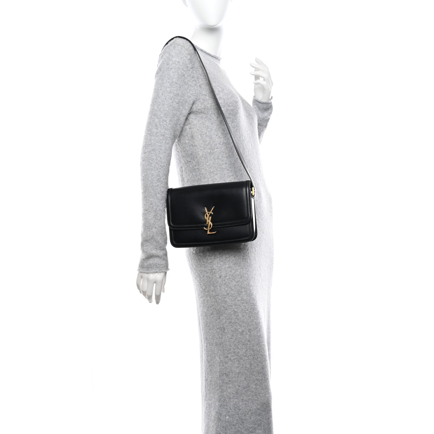 Saint Laurent Box Calfskin Monogram Medium Solferino Satchel Black 2 of 14