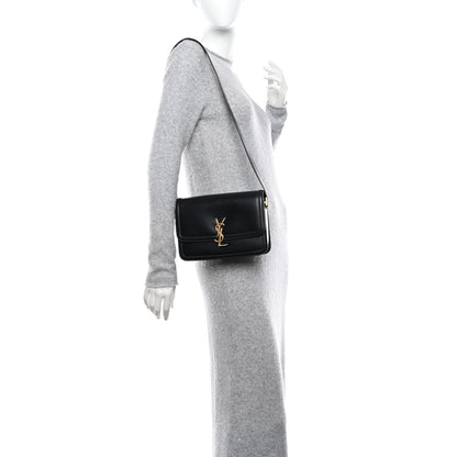 Saint Laurent Box Calfskin Monogram Medium Solferino Satchel Black 2 of 14