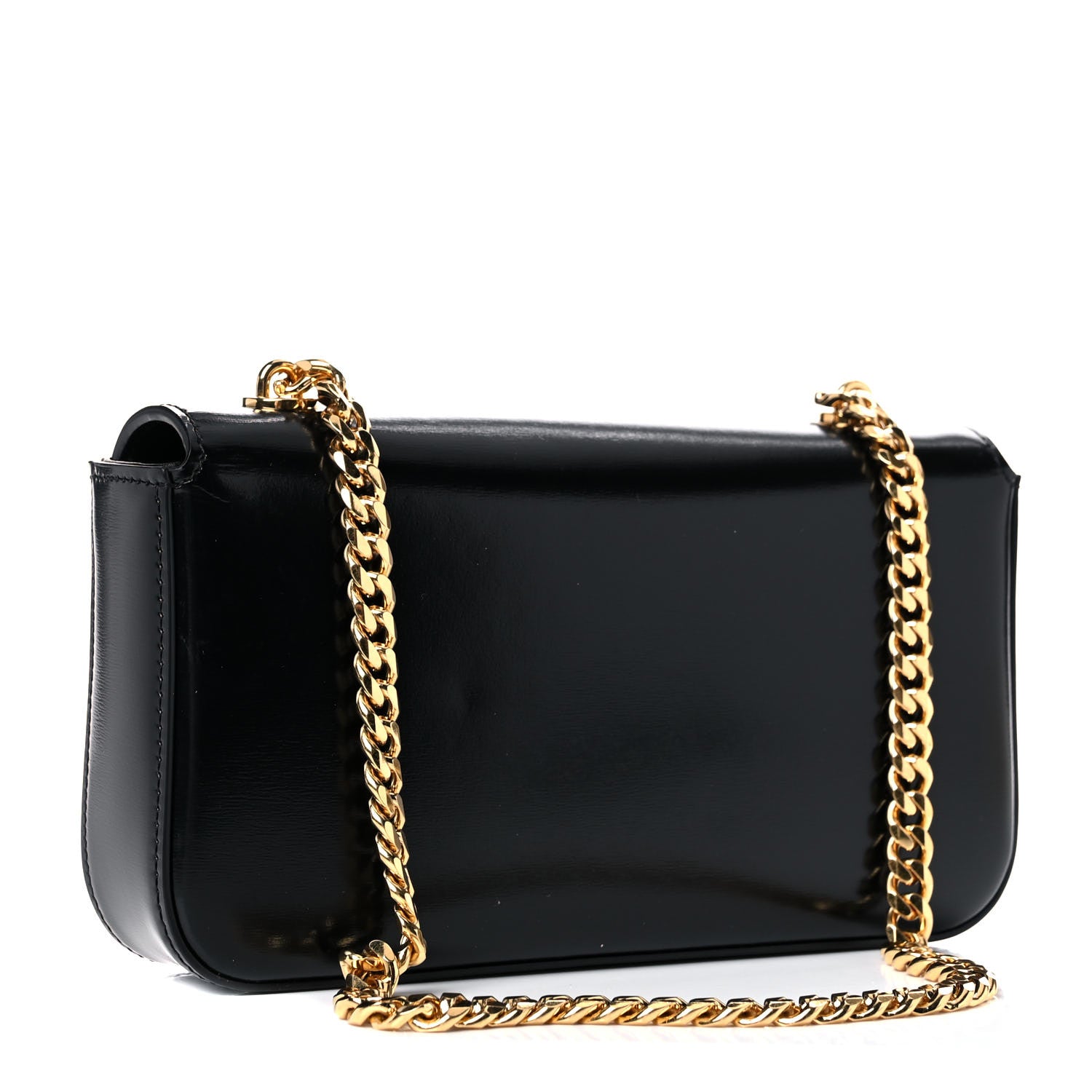 Celine Shiny Calfskin Cuir Triomphe Chain Shoulder Bag Black 3 of 12