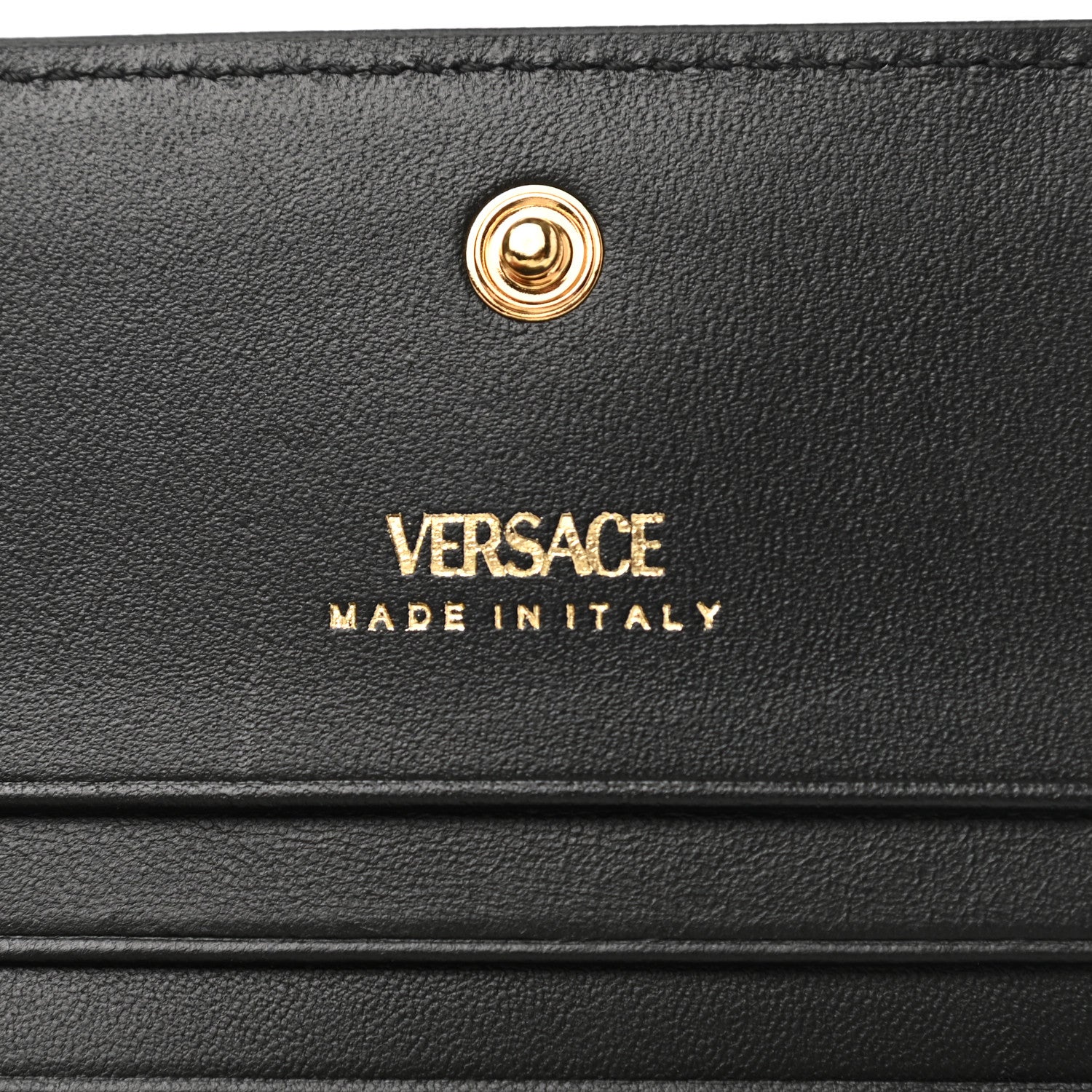 Versace Grained Calfskin Medusa Zip Card Holder Wallet Black 7 of 7